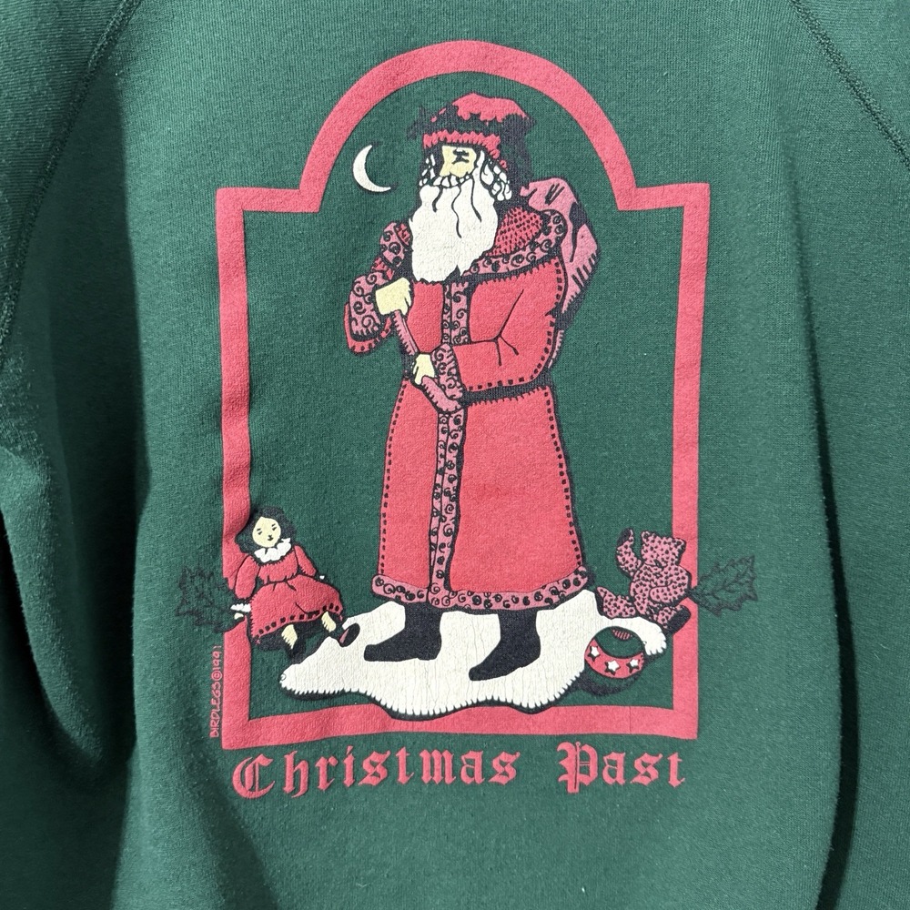 Vintage 90s Christmas Sweatshirt Puff Print Graphic Crewneck Large Made In USA